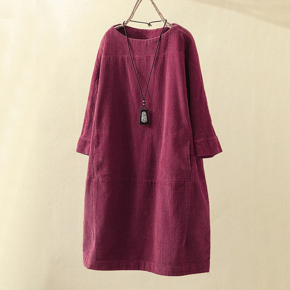 New solid color dress Korean loose three-quarter sleeves Limorista