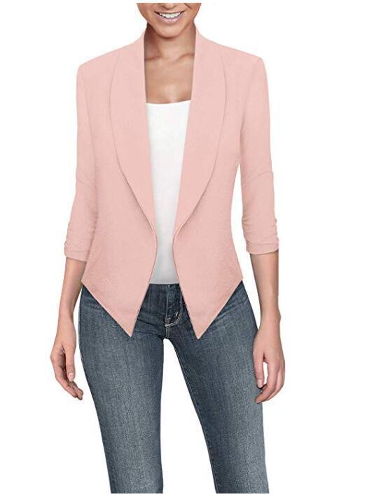 Long Sleeve Solid Color Cardigan Irregular Hem Small Suit Women Limorista