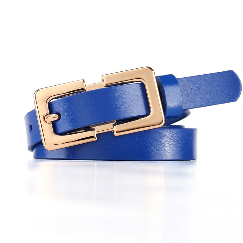 Retro Ladies Cowhide Leather Pin Buckle Belt Thin Simple Wild Belt Women Decoration Green Wholesale Limorista