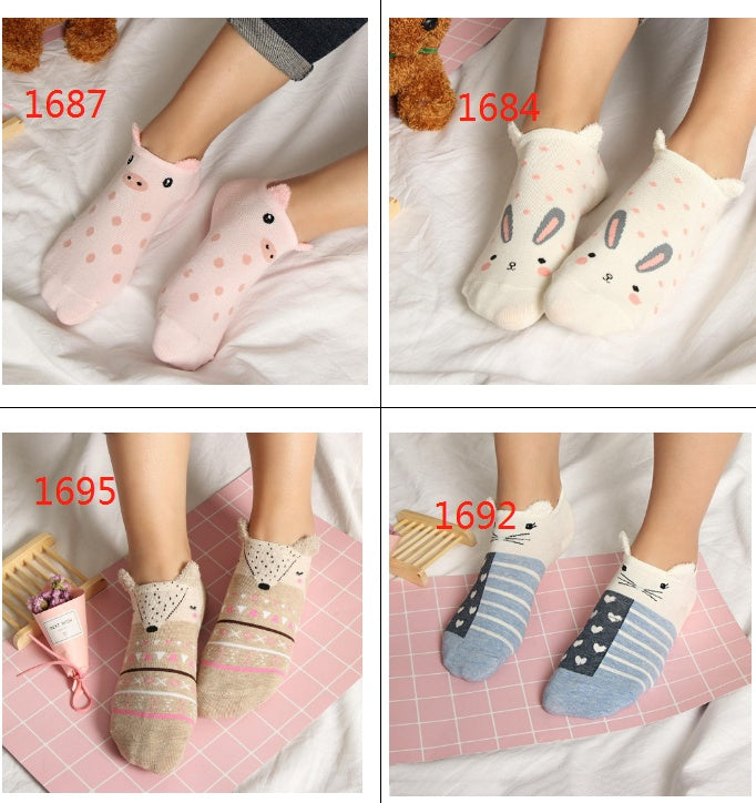 Cute Animals Cotton Short Socks Creative Cartoon Pure Socks Casual Funny Socks Spring Summer Fox Socks Limorista