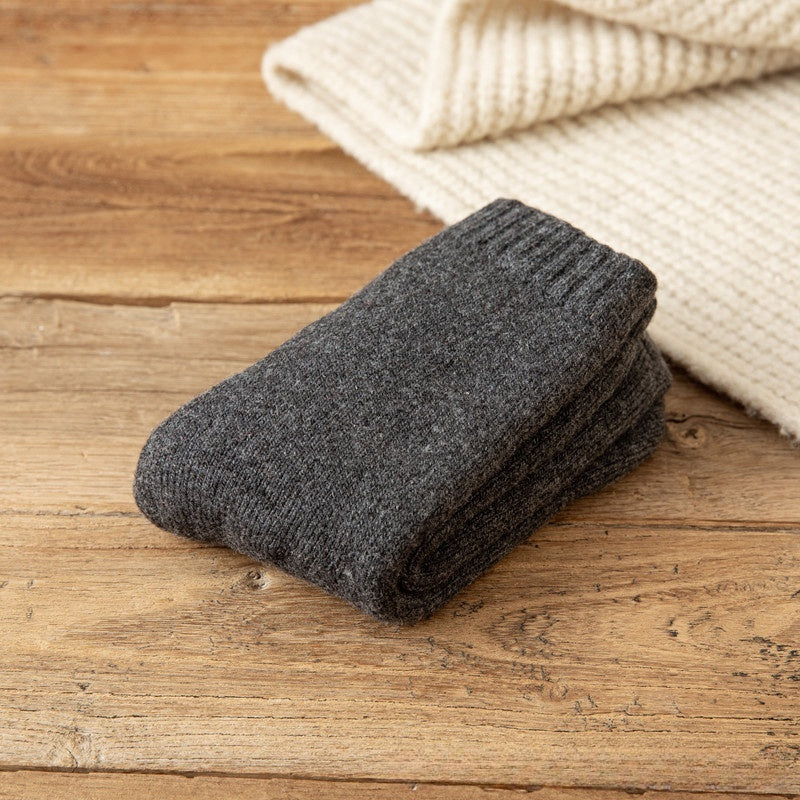 Winter Warm Padded Extra Thick Fleece Lined Fur Selvedge Female Middle Tube Socks - Limorista