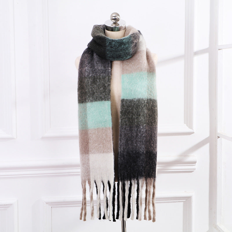 Plaid Mohair Scarf Colored Ladies Limorista
