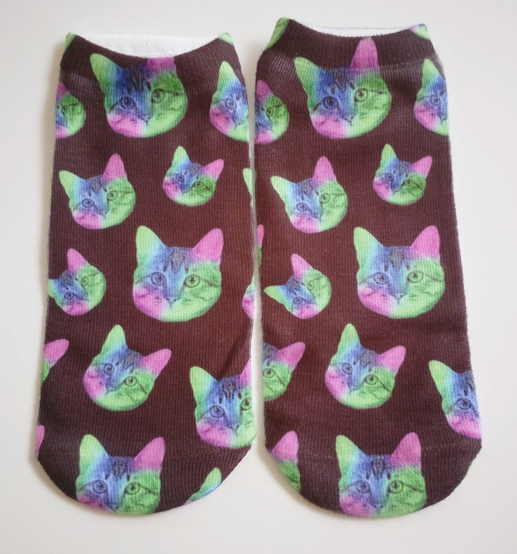 Popular Funny Unisex Short Socks 3D Cat Printed Anklet Socks Casual Socks Limorista