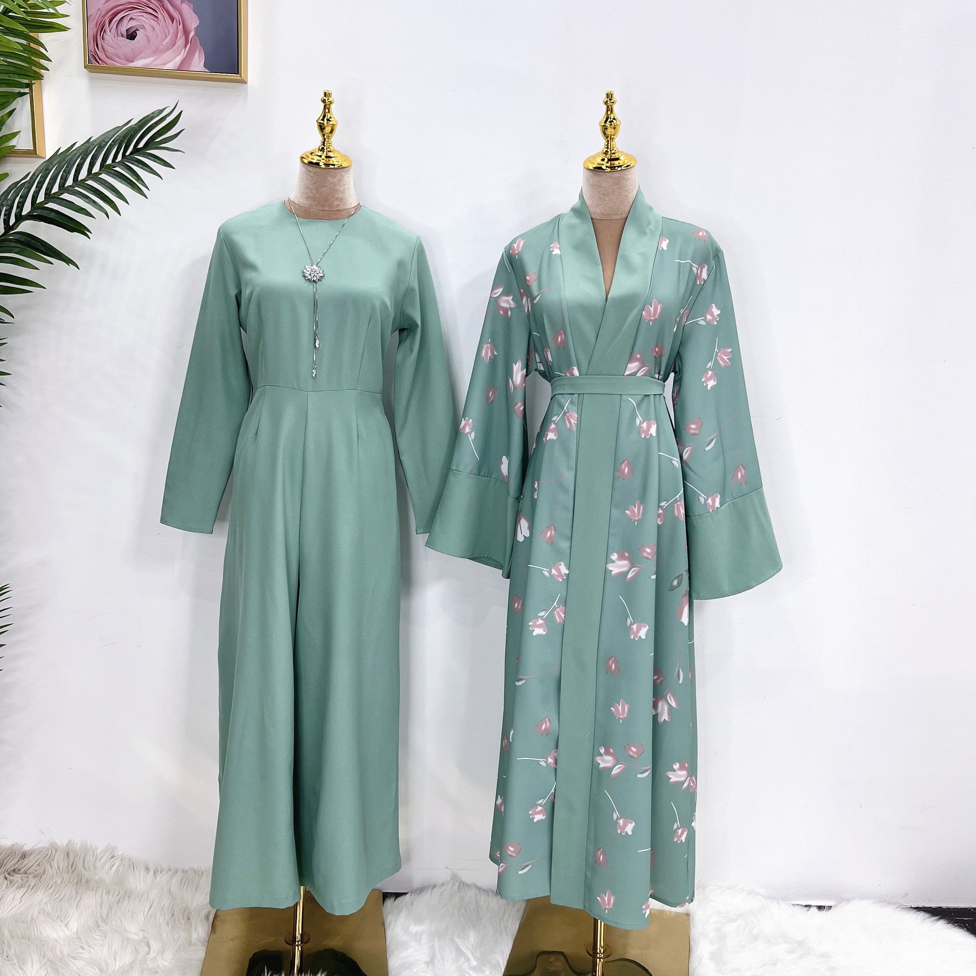 Middle East DUBAI Turkish Robe Solid Color Jumpsuit Limorista