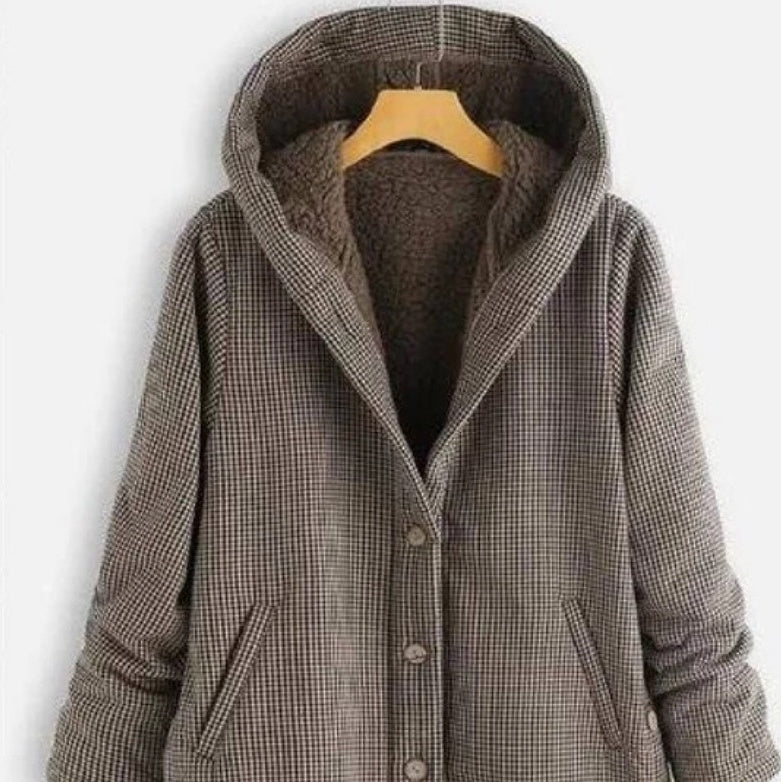 Buttoned Solid Hooded Jacket Limorista