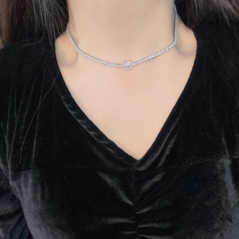 Simple And Versatile Sparkling Diamond Filled Square Candy Women&