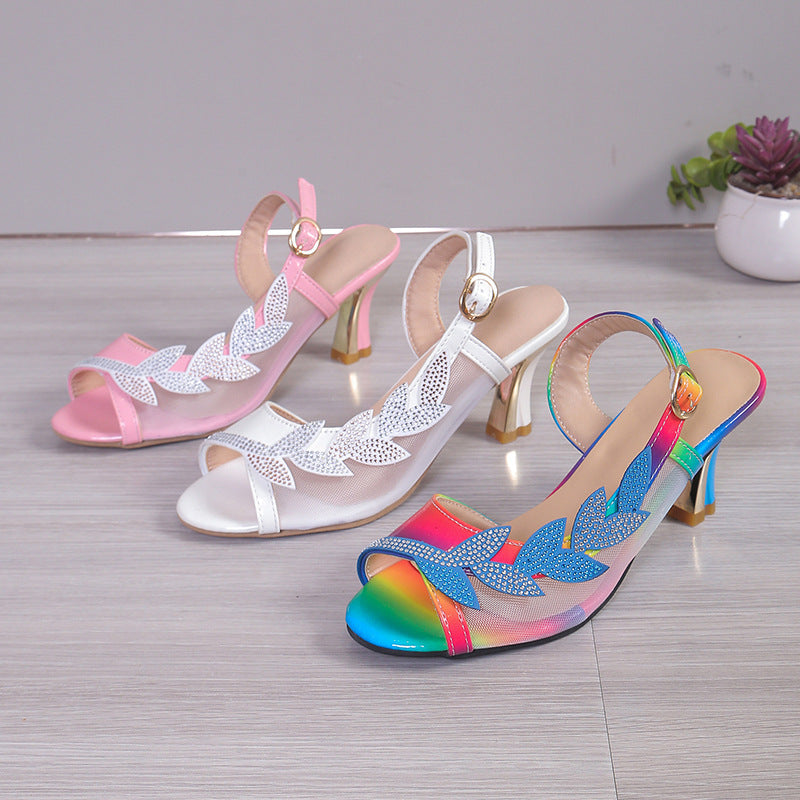 Summer New High Heel Sandals Stiletto Heel Rhinestone Buckle Sandals Fashion Sexy High Heels Limorista