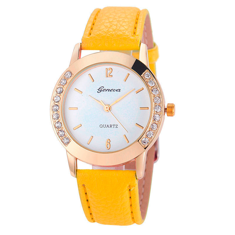 Bilateral Diamond Ladies Belt Casual Watch Geneva Women&