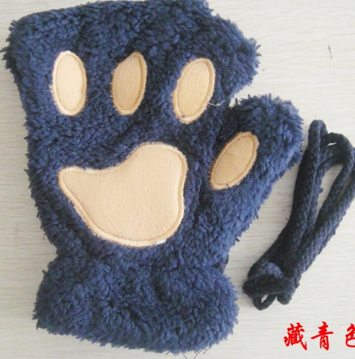 Winter Lovely Half Cover Paw Bear Cat Claw Gloves Short Finger Limorista
