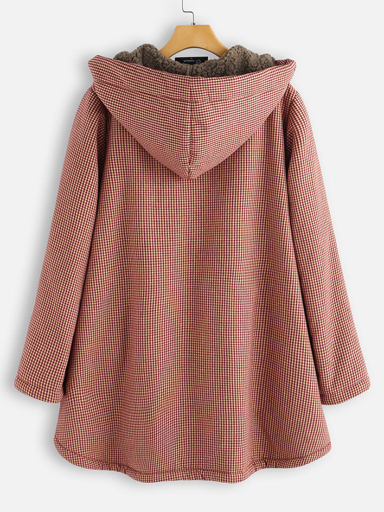 Buttoned Solid Hooded Jacket Limorista