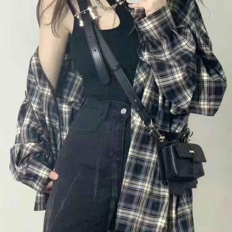 Fashionable Blue Plaid Shirt For Women Limorista