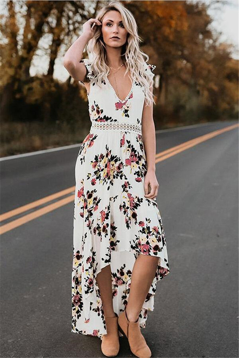 Sleeveless printing irregular dress Limorista