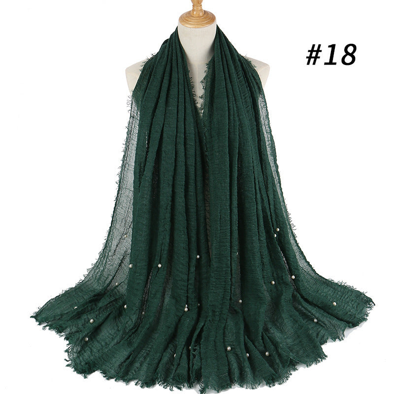 Cotton and linen crumpled monochrome scarf Limorista