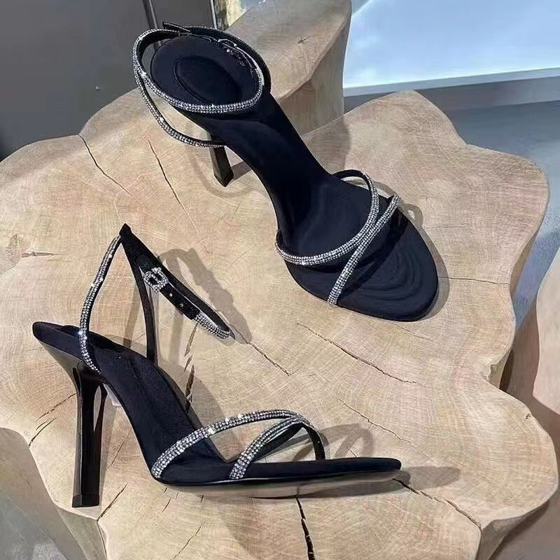 High Heels Rhinestone Cross Strap Stiletto Limorista