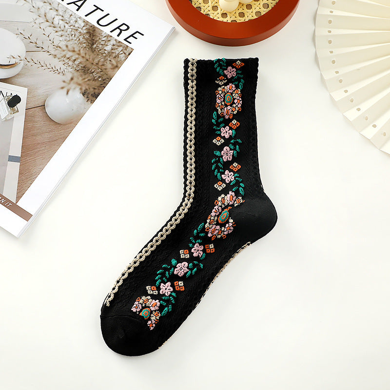 Small Floral Socks Women&