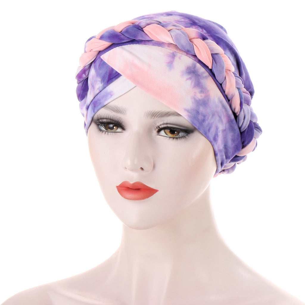 Tie-Dye Brushed Milk Silk Braided Hat Limorista