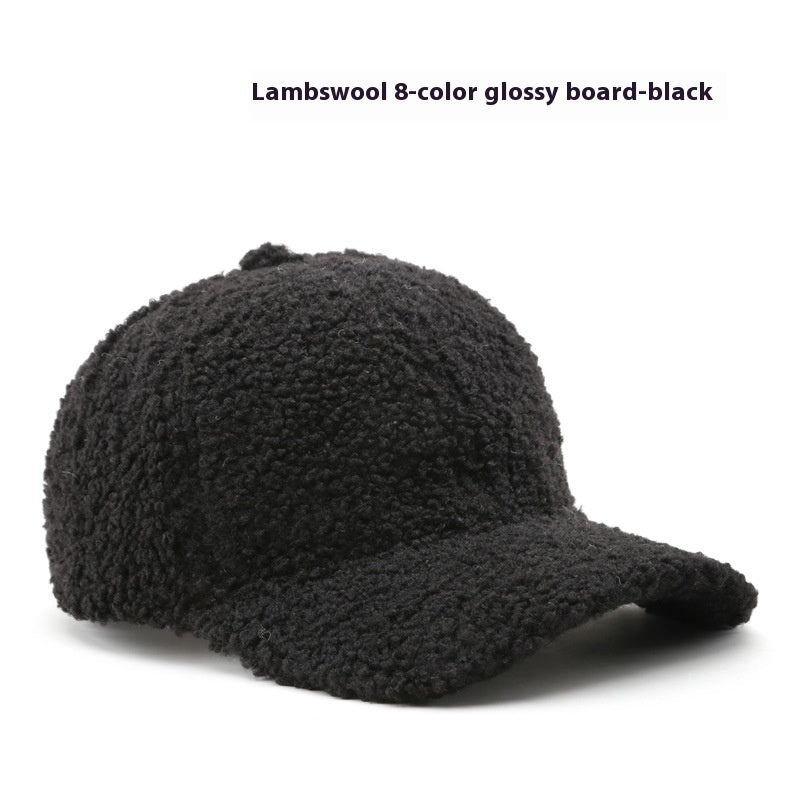 Baseball Cap Fashion Retro Solid Color Lamb Wool Curved Brim Limorista