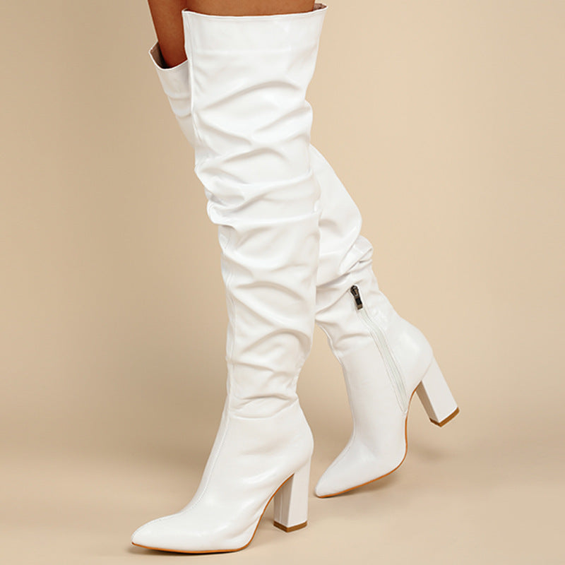 Chunky Heel High Zipper High Leg Boot Limorista