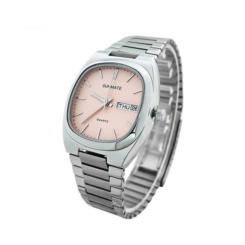 Fashion Simple Square White Shell Steel Belt Quartz Watch Limorista