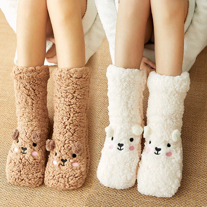 Winter Floor Socks Velvet Thicken Warm Coral Velvet Cute Socks Japanese-style Home Footwear Non-slip Socks New Year Gifts Winter Gadgets Limorista