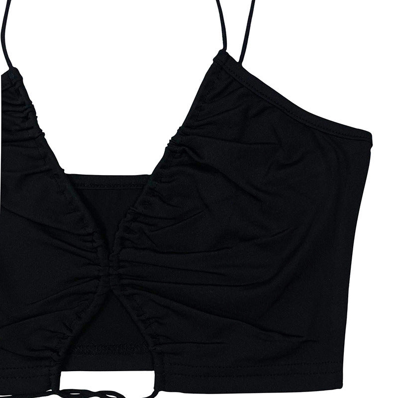 Outer Wear Tight Lace-up Adjustable Refreshing Backless Knitted Milk Silk Camisole Limorista