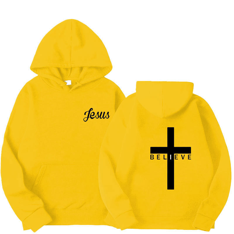 Believe Cross Printed Hoodie Men&