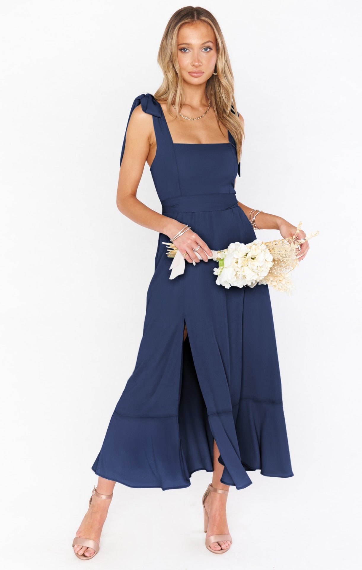 Temperament Suspender Split Dress With Lace-up Design Fashion Summer Ruffled Beach Dresses For Women Limorista