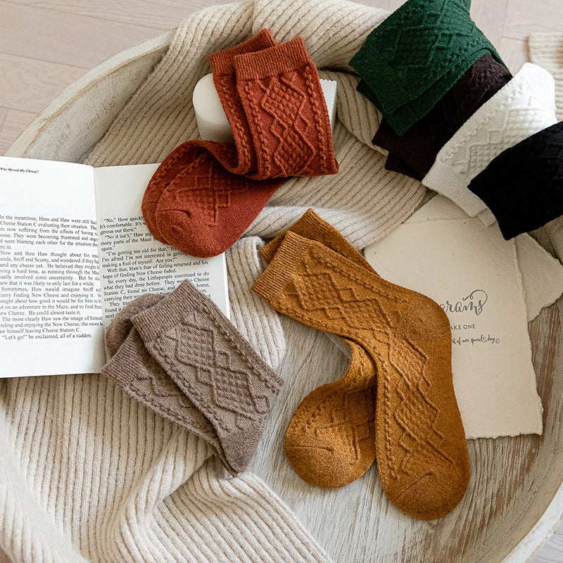 Solid Color Fashion Warm Classic Pattern Wool Socks Limorista