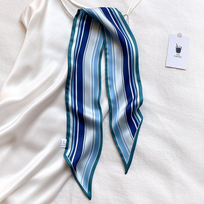 Narrow Long Strip Small Silk Scarf Women Fashion Leopard Pattern Limorista