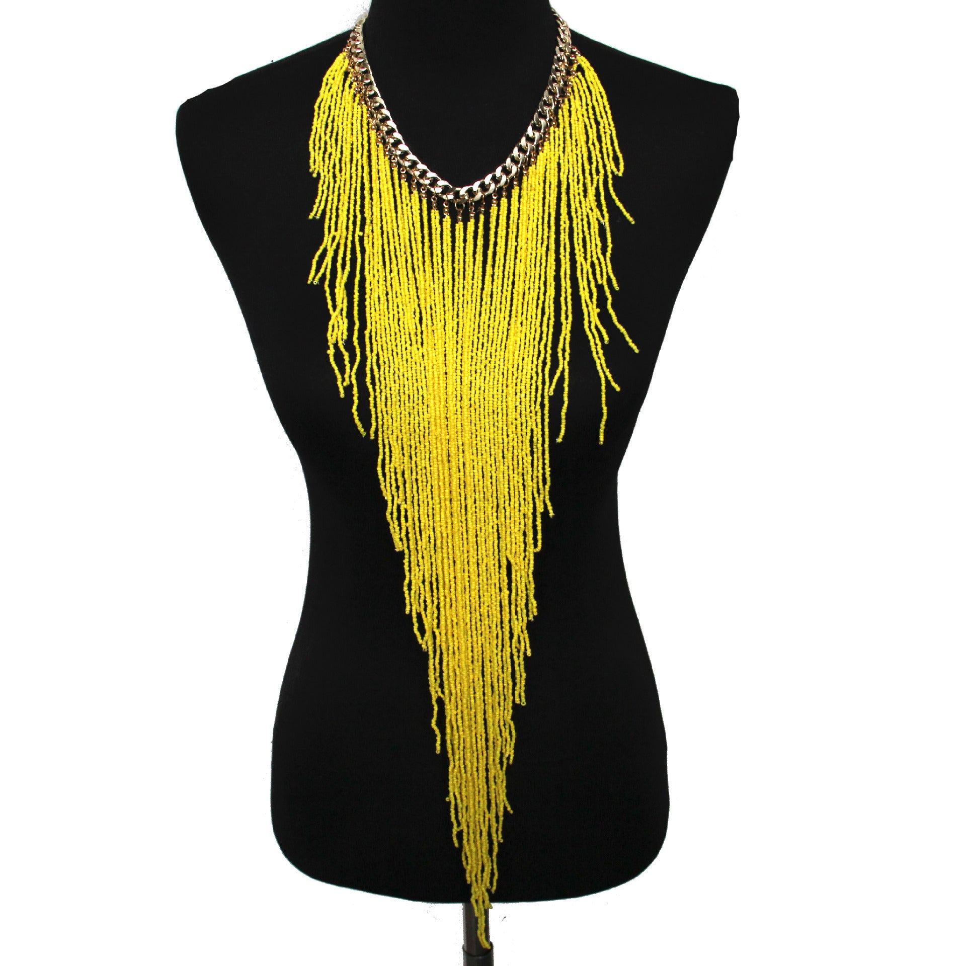 Ethnic Style Long Rice Bead Tassel Necklace Bohemia Exaggerated Performance Necklace Earring Set Limorista