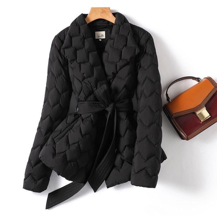 Chocolate Silk Line Lightweight Short Down Jacket Women&