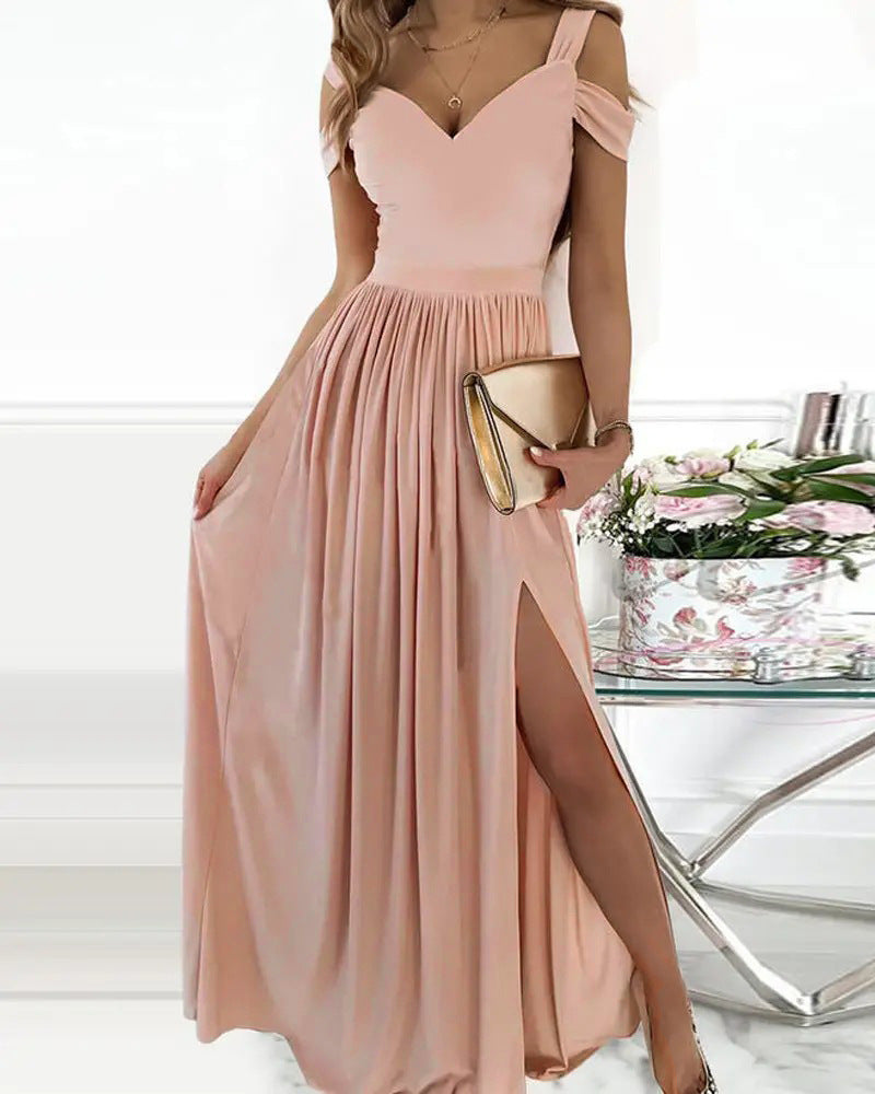 V-neck Boho Spaghetti Strap Dress Women Split Long Flowy Dresses For Party Beach Limorista