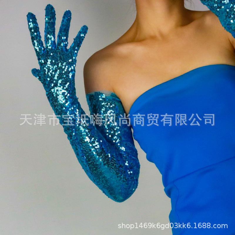 Sequined Sleeve Cover Lace Mesh Specialty Limorista