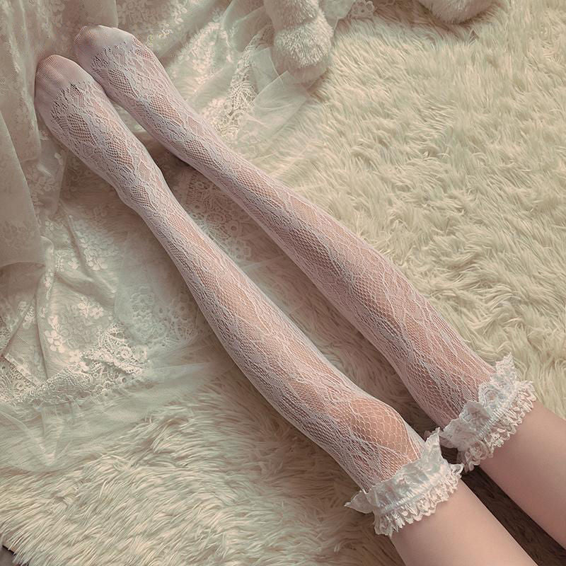 Japanese Jk Hollow Net Stockings Soft Sister Female Middle Tube Limorista