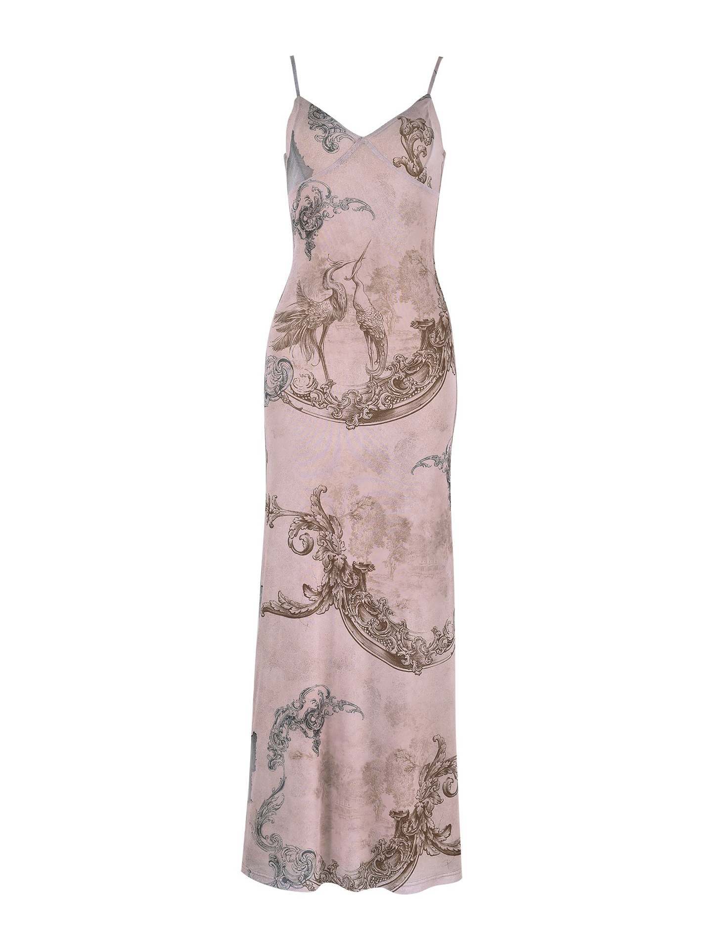 Y2K Slim Flowers Printing Slip Dress Women&
