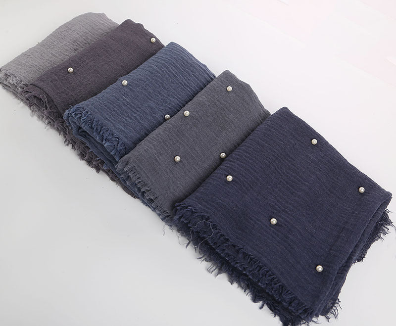 Cotton and linen crumpled monochrome scarf Limorista