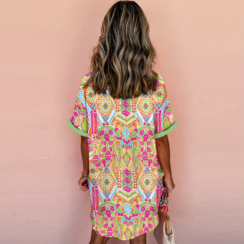 Fashion Geometry Pattern Printed Dress Women Limorista