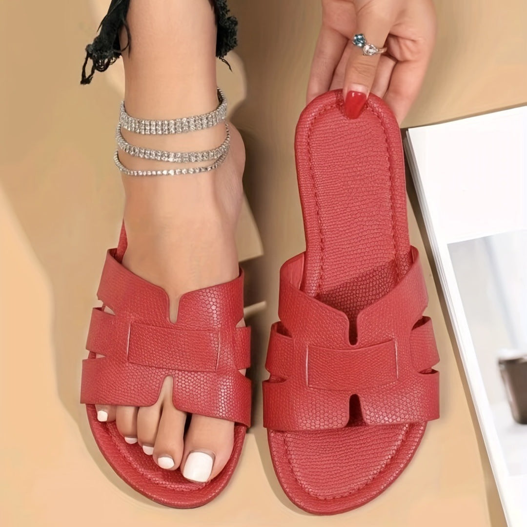 Square Toe Flat Sandals Summer Hollow Out Slides Slippers Women Footwear Limorista