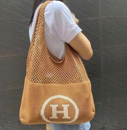Simple Vintage Cutout Knit Tote Bag Limorista