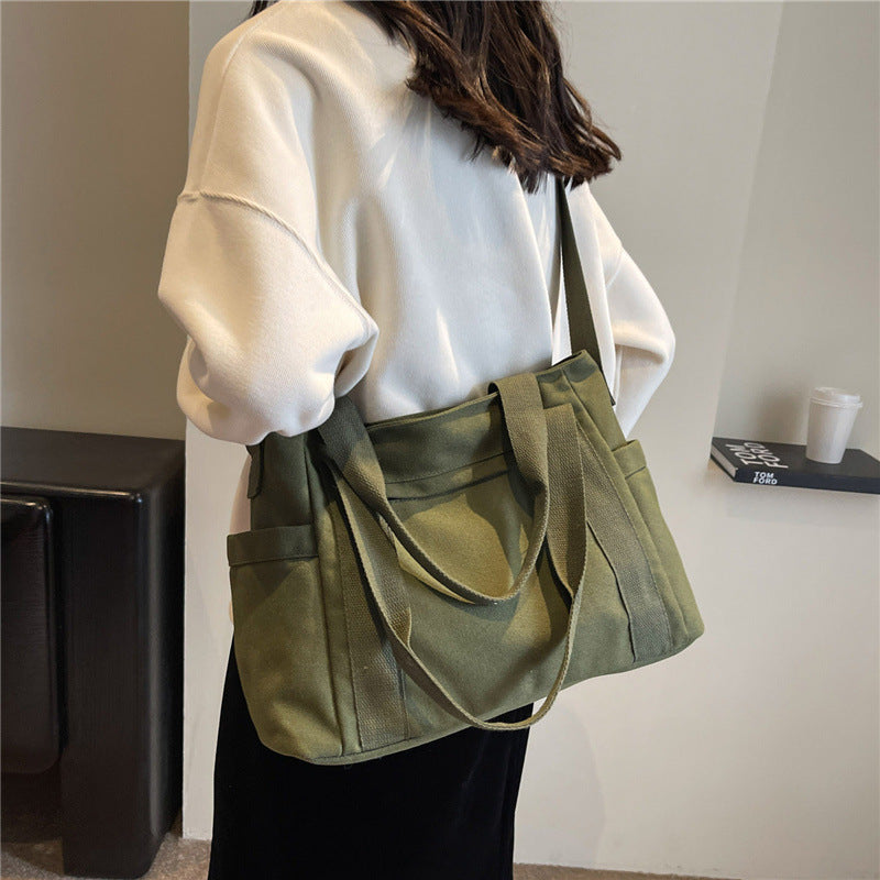 Large Capacity Shoulder Canvas Solid Color Bag For Women Limorista