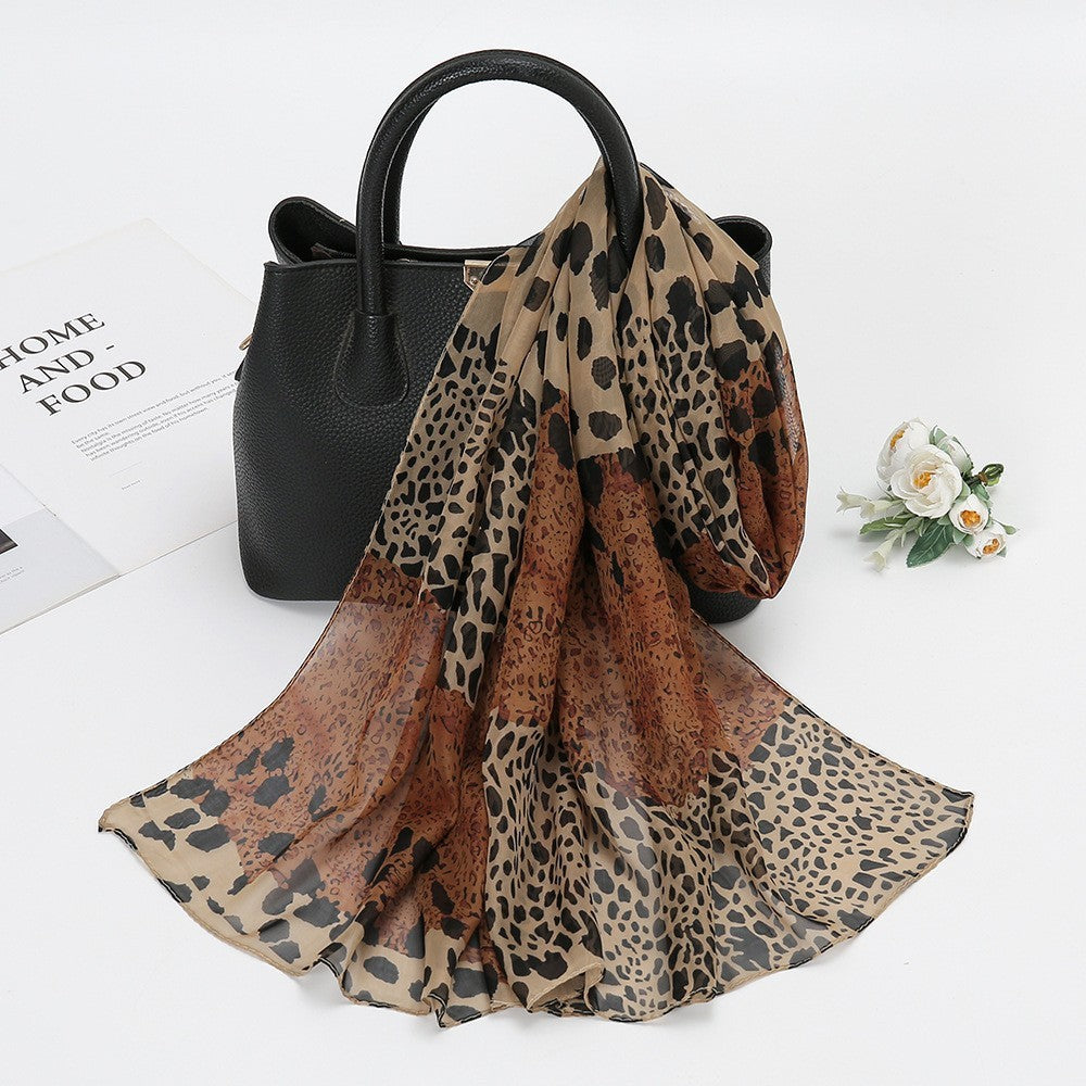 Thin Chiffon Lotus Pond Moonlight Printed Silk Scarf Limorista