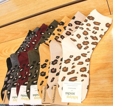 Leopard socks, female leopard, personality, tide, autumn and winter, Korean version, stockings Limorista