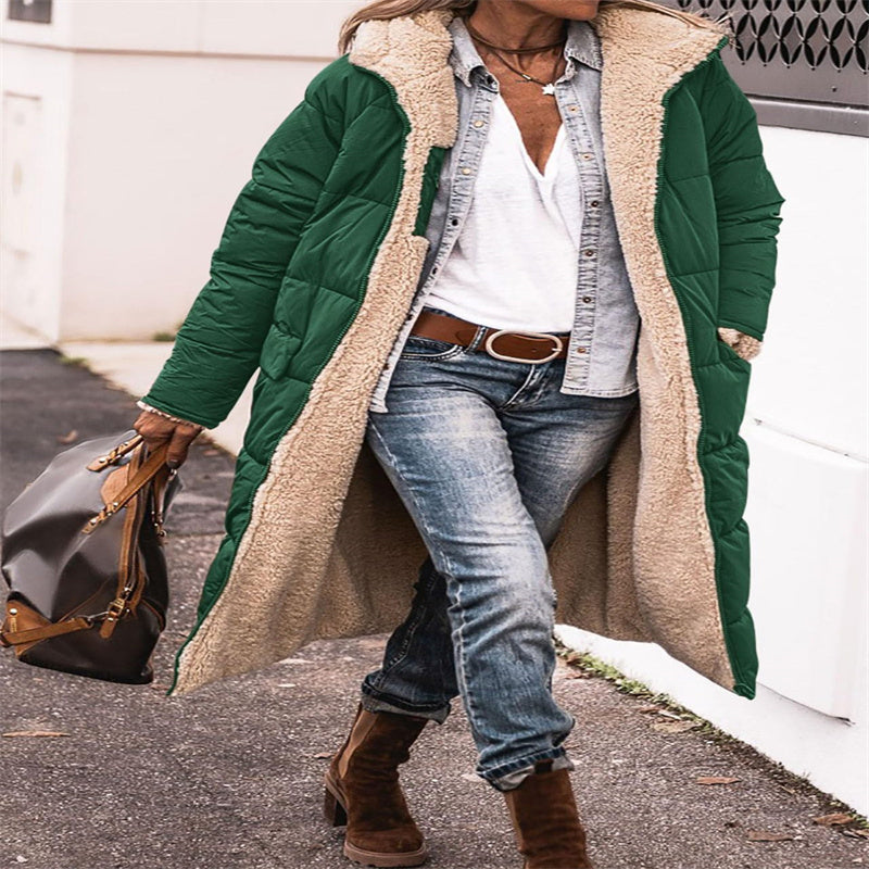 Solid Color Hooded Cotton Long Sleeve Double-sided Wear Slim Fit Elegant Cardigan Coat Top Limorista