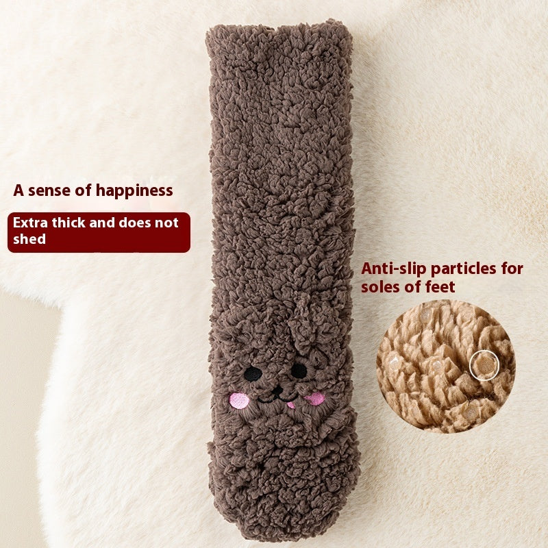 Winter Floor Socks Velvet Thicken Warm Coral Velvet Cute Socks Japanese-style Home Footwear Non-slip Socks New Year Gifts Winter Gadgets Limorista