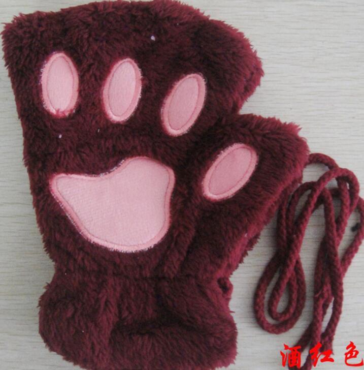 Winter Lovely Half Cover Paw Bear Cat Claw Gloves Short Finger Limorista