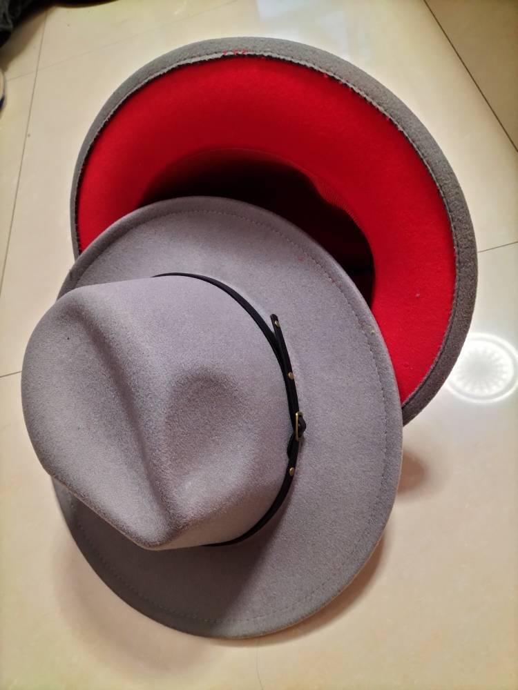 European And American Popular Woolen Top Color Matching Flat Brim Fedora Jazz Hat Limorista
