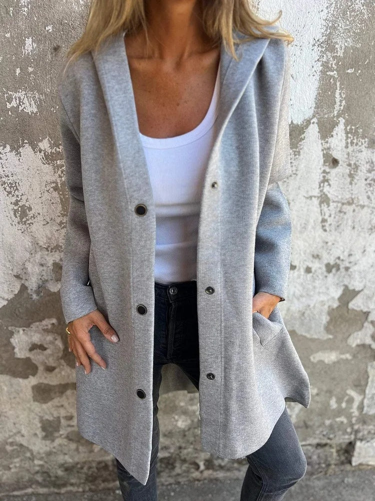 Casual Hooded Single-Breasted Cardigan Fashion Loose Solid Color Jacket Spring And Autumn Women&