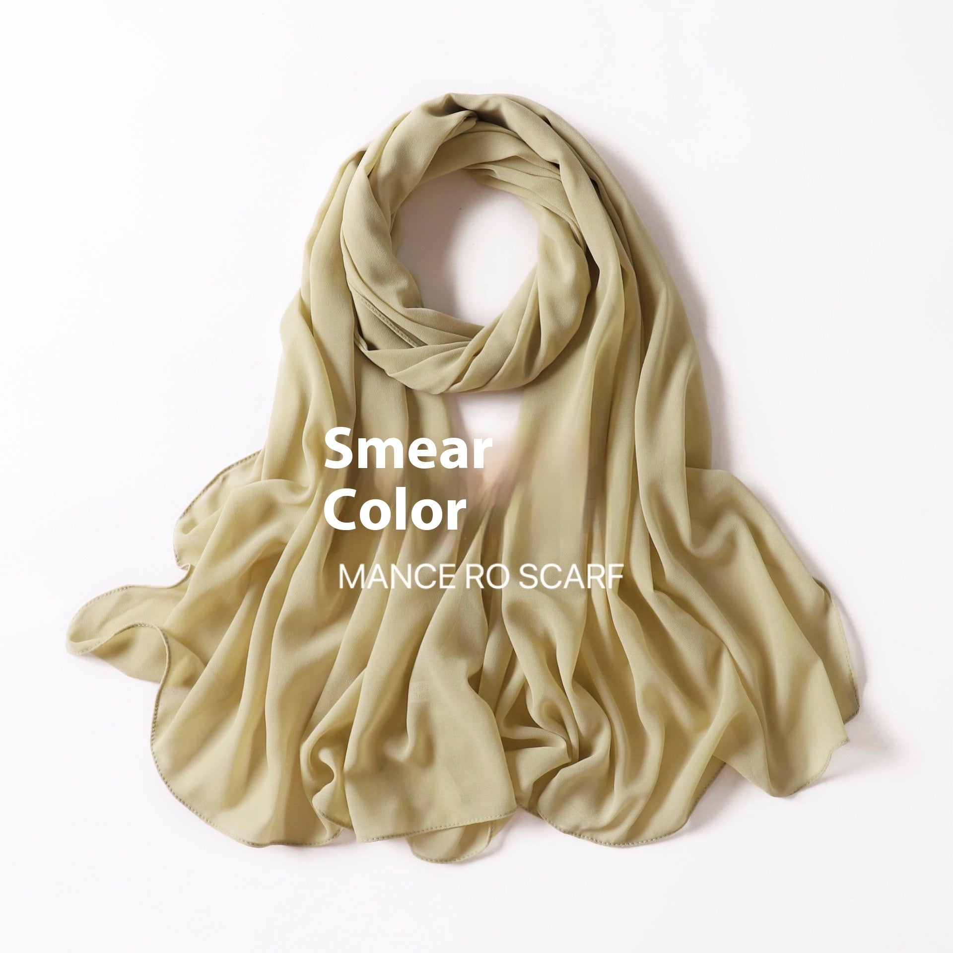 Pure Color Pearl Chiffon Scarf Headcloth Veil Chiffon Scarf Limorista