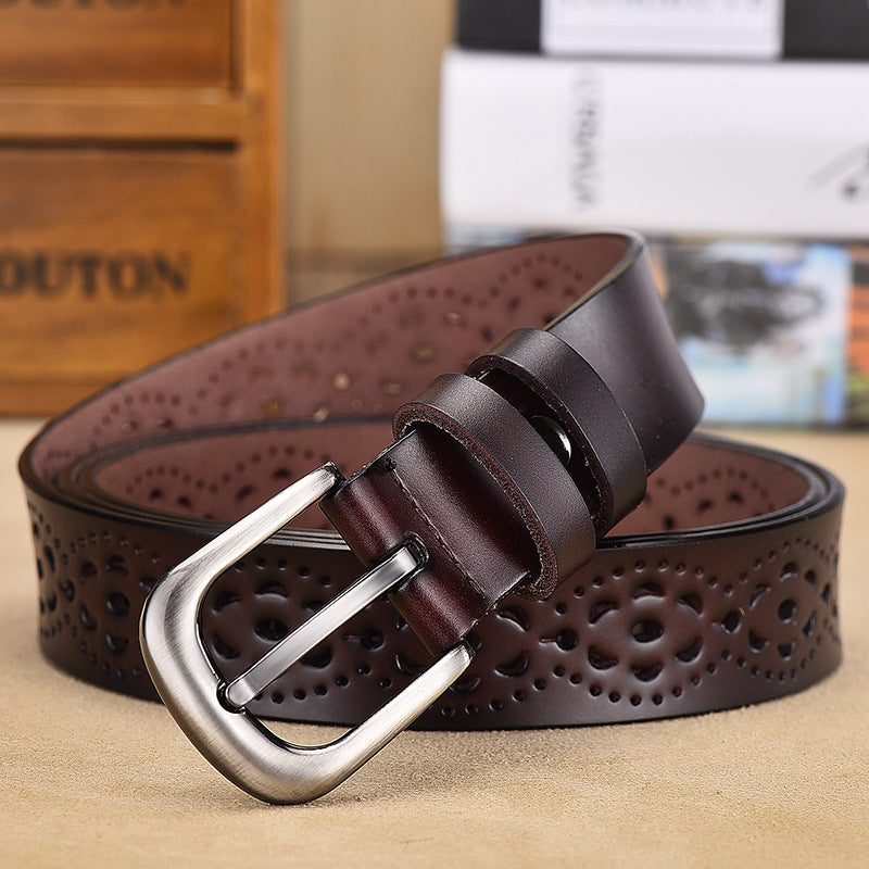 Ladies Hollow Pin Buckle Punch Free Belt Limorista