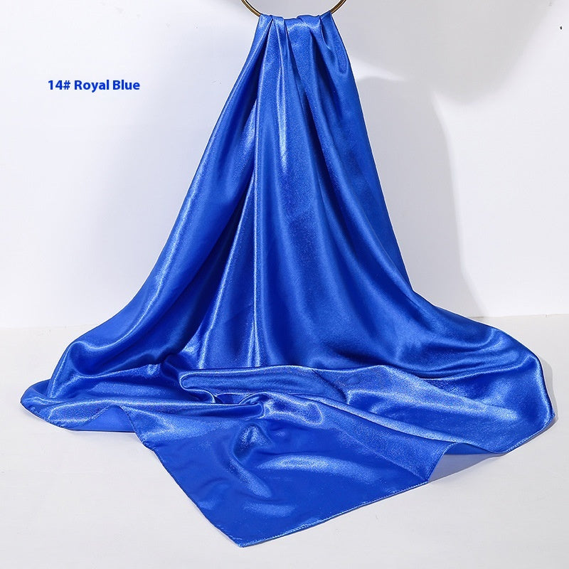 Pure Color Silk Scarf Artificial Silk 90cm Shiny Satin Shawl Limorista